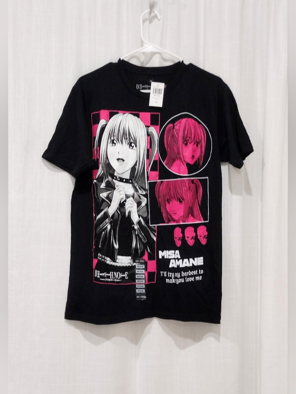 Hot Topic Sz M Black and Pink Anime Graphic Tee - Misa Amane